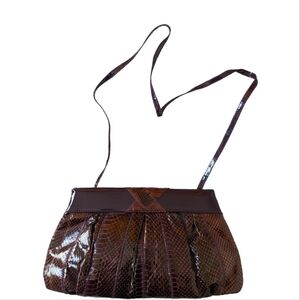 Diane von Furstenberg purple vintage patent leather snakeskin clutch